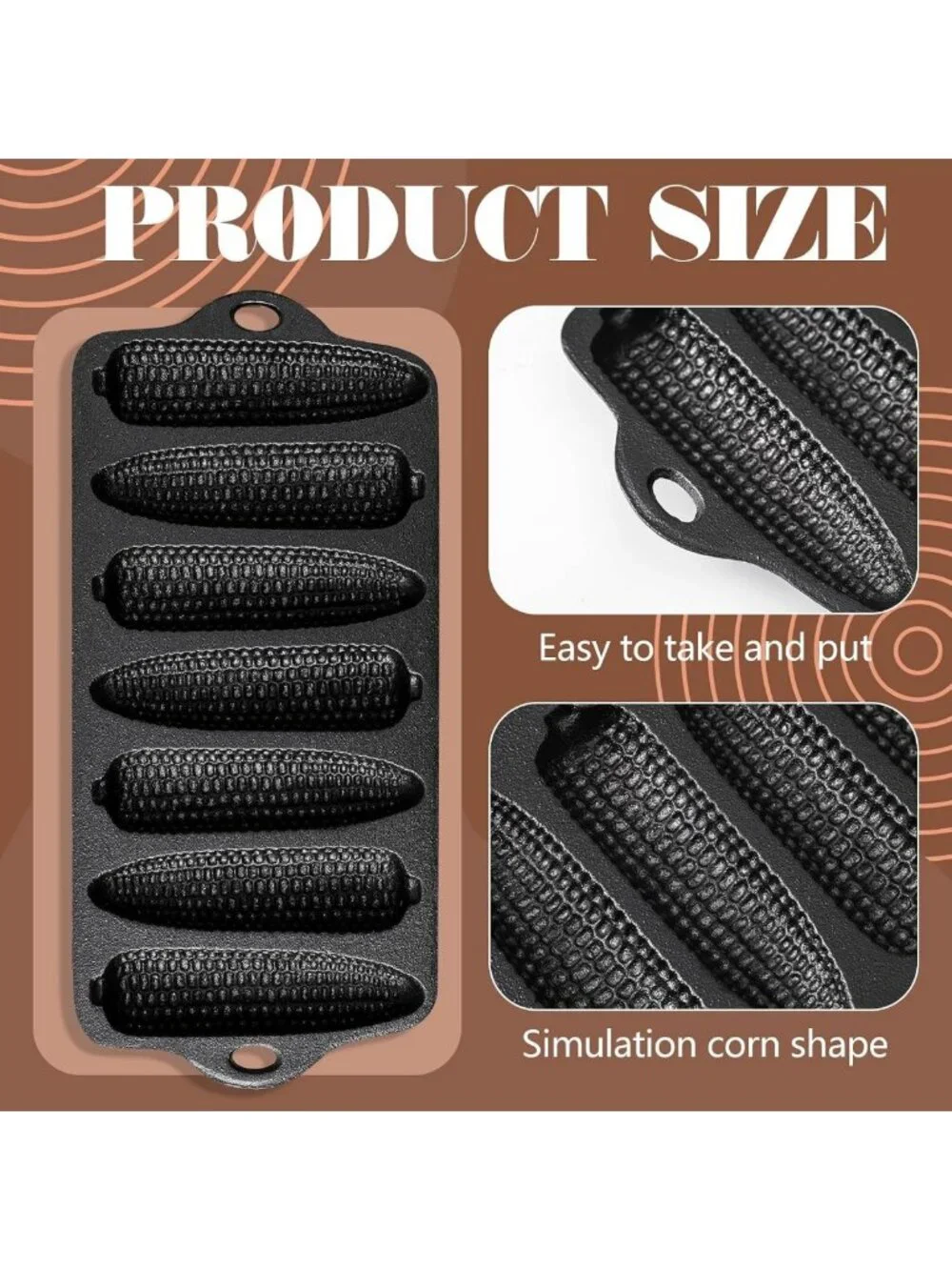 Cast Iron Corn Stick Pan with 7 Molds - Perfect for Cornbread, Cakes & Corndogs